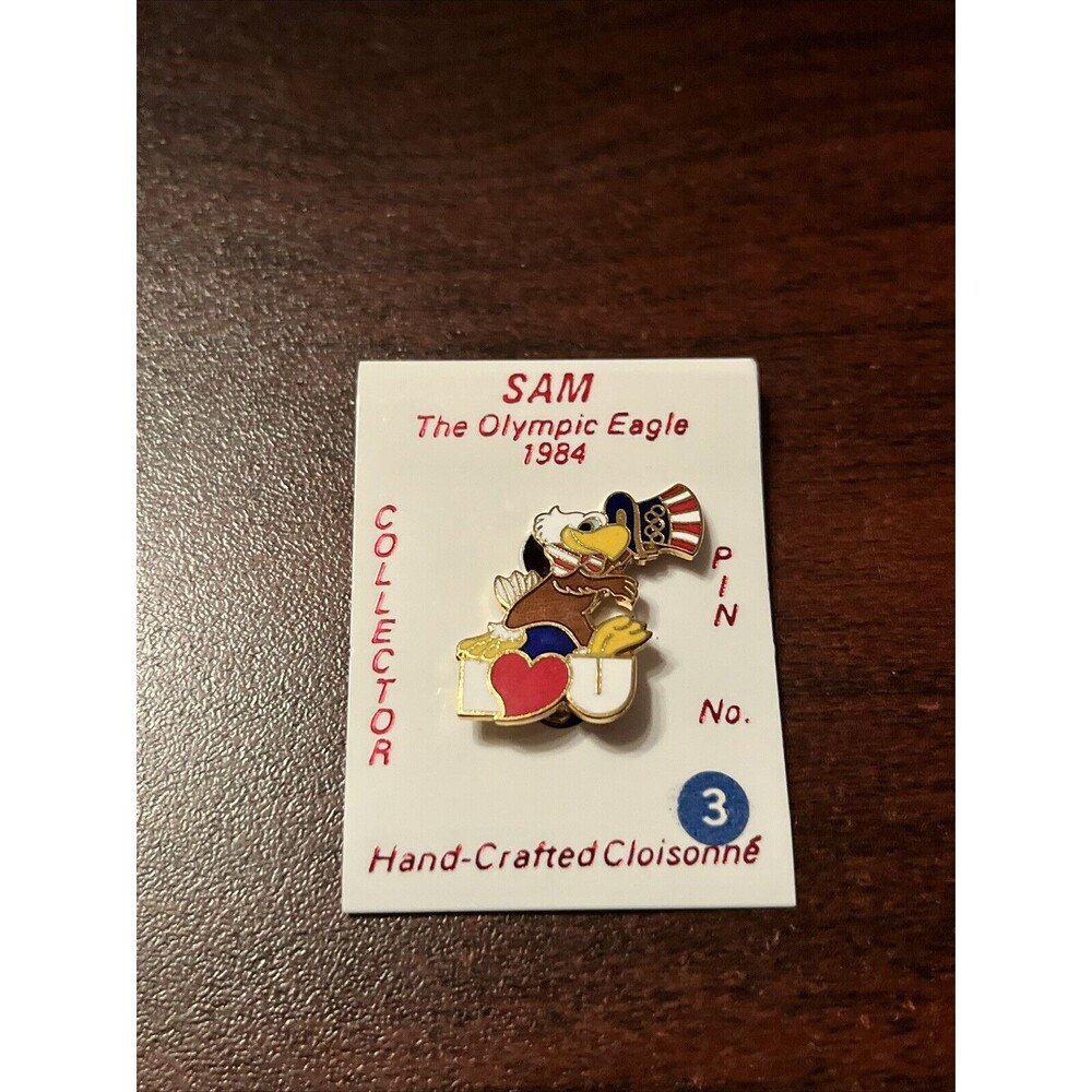 1984 Los Angeles Olympics Sam The Eagle I Heart Love You No. 3 Lapel Hat Pin
